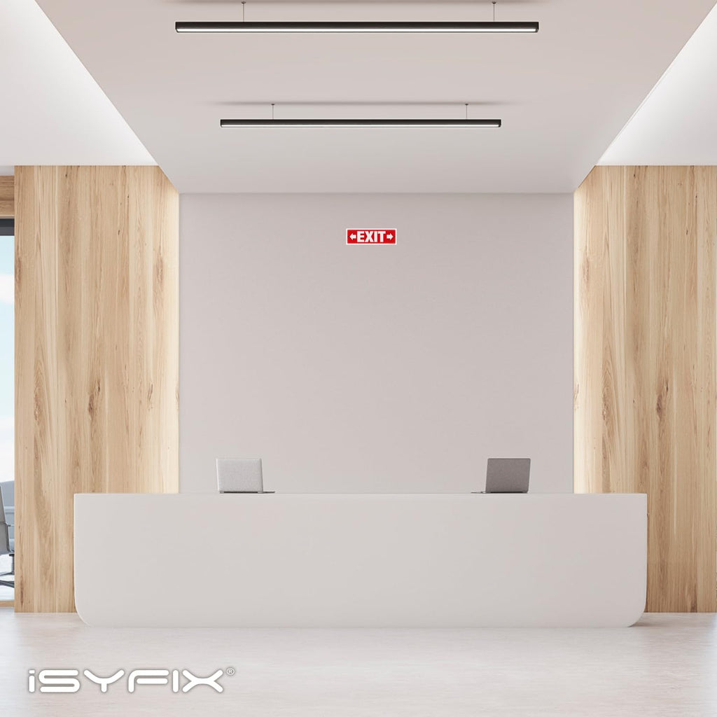 iSYFIX Exit Signs - 12 Pack 12x4 Inch Directional Right & Left Arrow Signs, 40 mil Polystyrene Plastic, UV Laminated, Scratch & Fade Resistant, Waterproof - Ideal for Office, Theater, School, Business