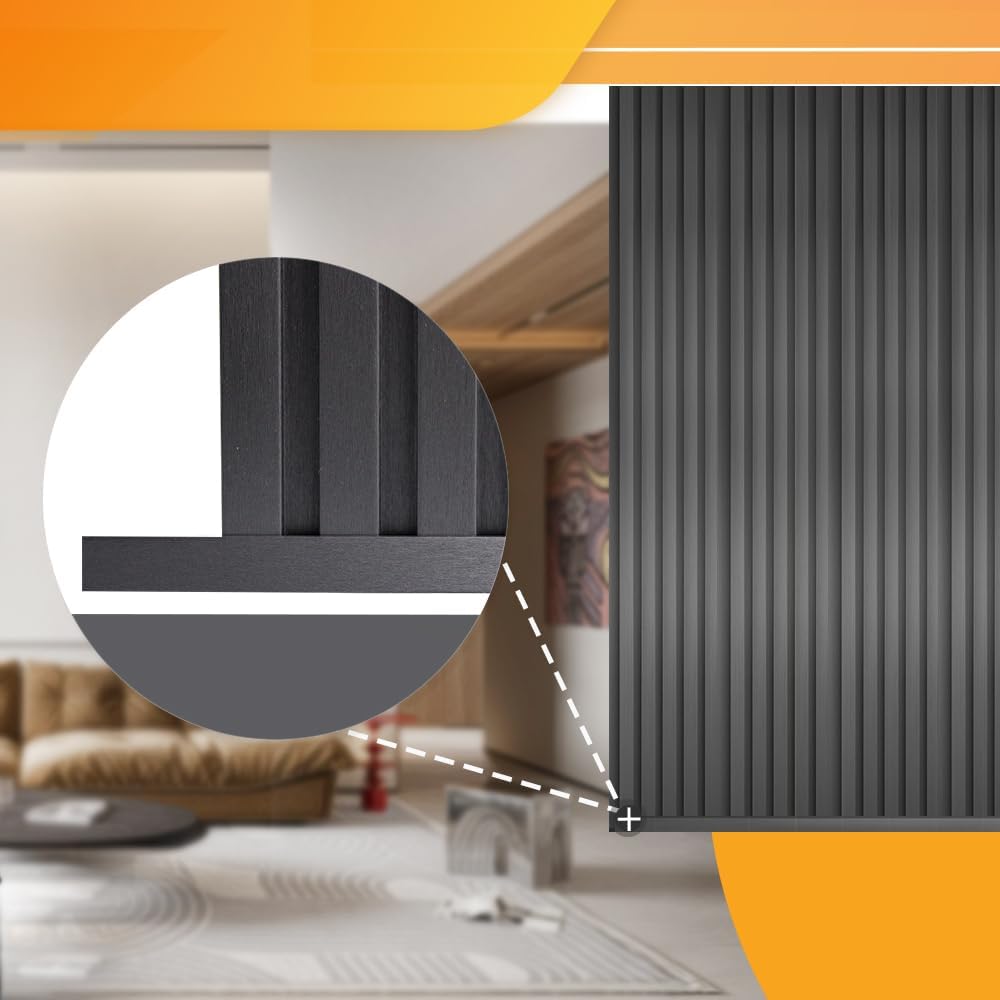 OUZUGIE 8-Pack 57 Inches, WPC Slat Wall Panel Trim,Corner Guard for Low Grille (Metallic Dark Gray)