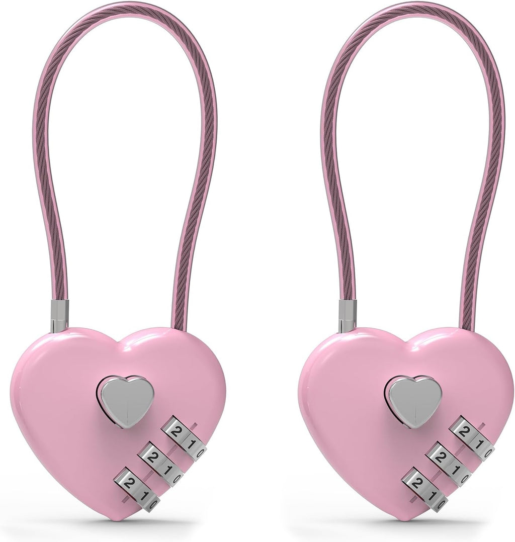 Small Combination Lock for Locker, Cable Lock with Code, Pink Padlock Combination, for Luggage, Suitcase, Gym Locker, Backpack Zipper, Cabinet, Box, Fence Gate, Travel Safe, Outdoor Use