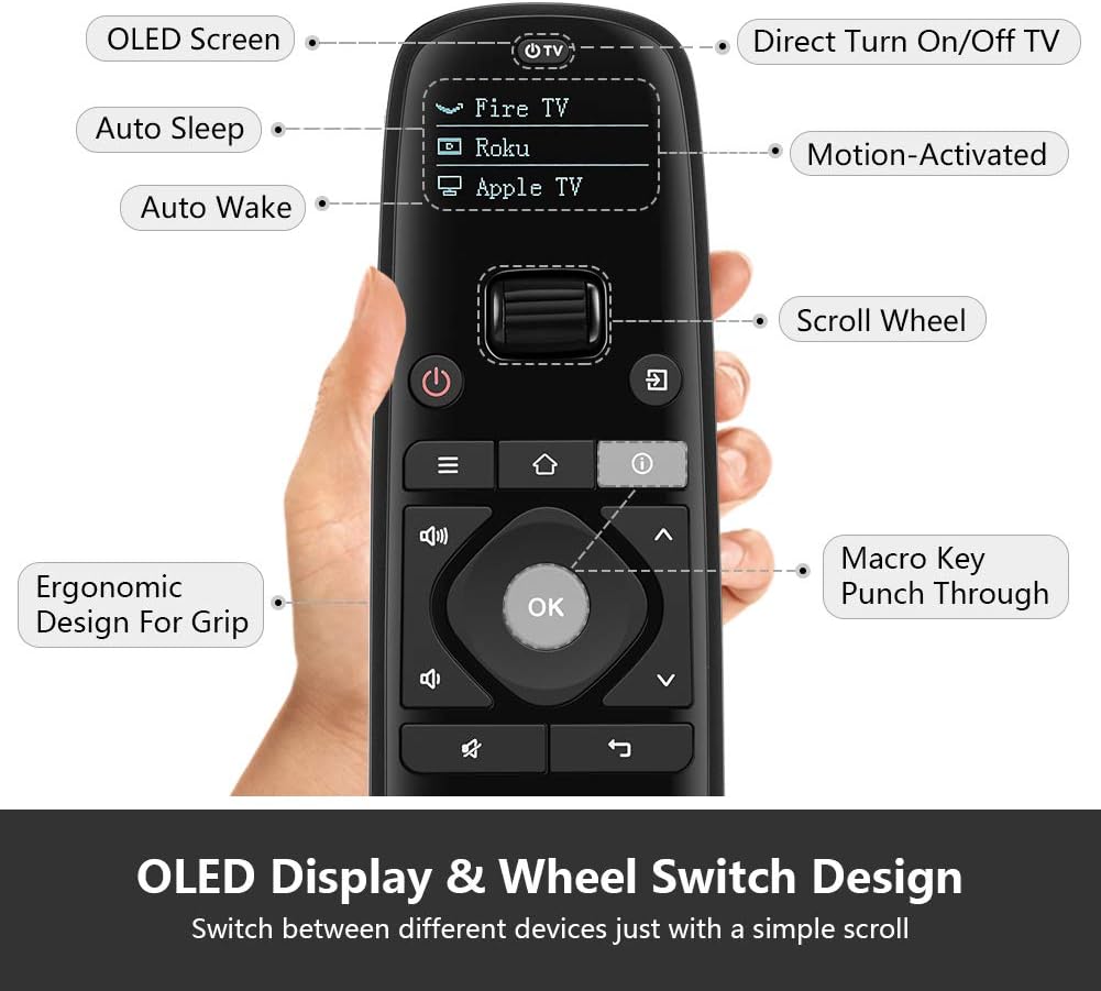 SofaBaton U1 Universal Remote with OLED Display and Smartphone APP, All in One Universal Remote Control for up to 15 Entertainment Devices, Compatible with Smart TVs/DVD/STB/Projector so on