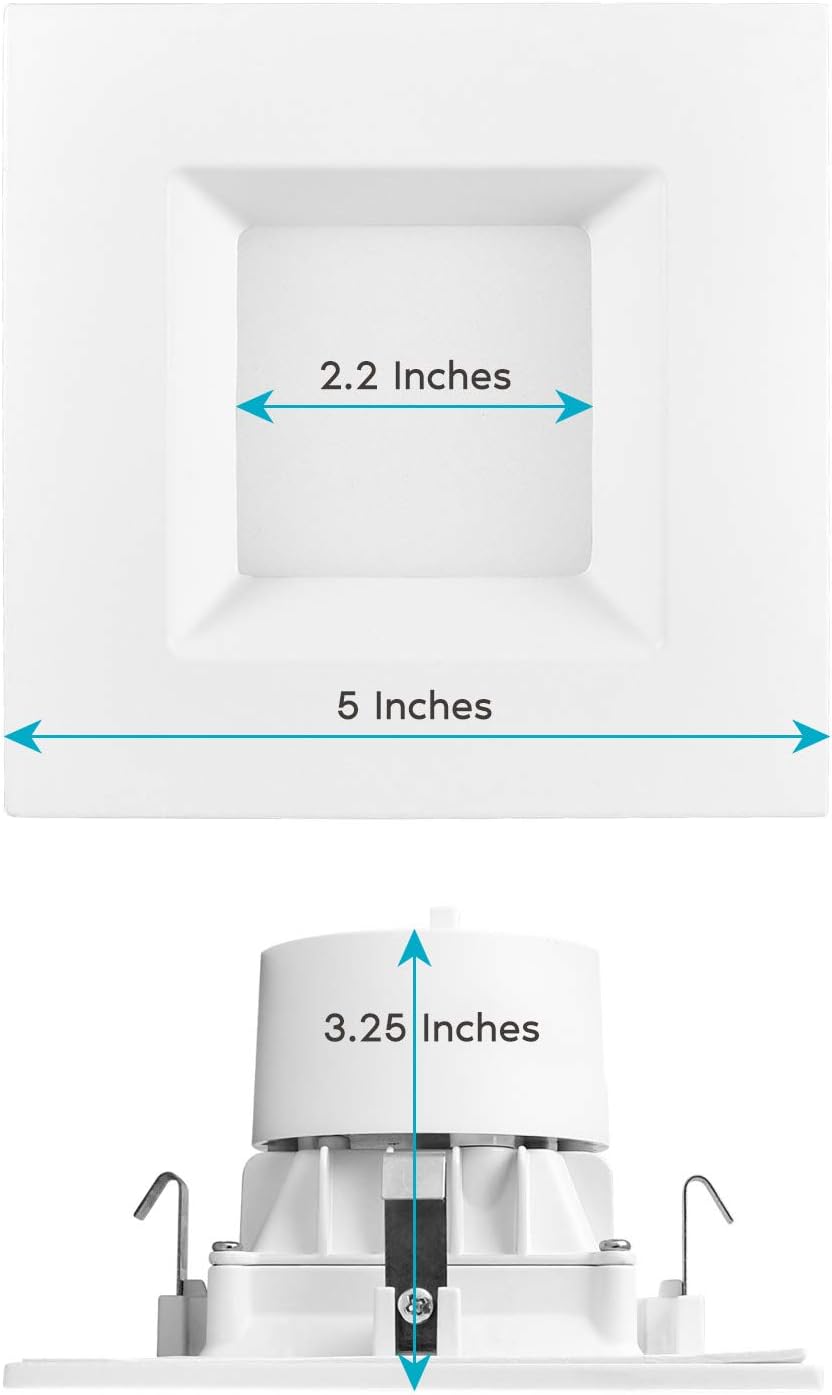 LUXRITE 4 Inch Square Recessed LED Can Lights, CCT Color Temperature Selectable 2700K | 3000K | 3500K | 4000K | 5000K, Dimmable Recessed Lights, 750 Lumens, CRI 90, Energy Star, Wet Rated (6 Pack)