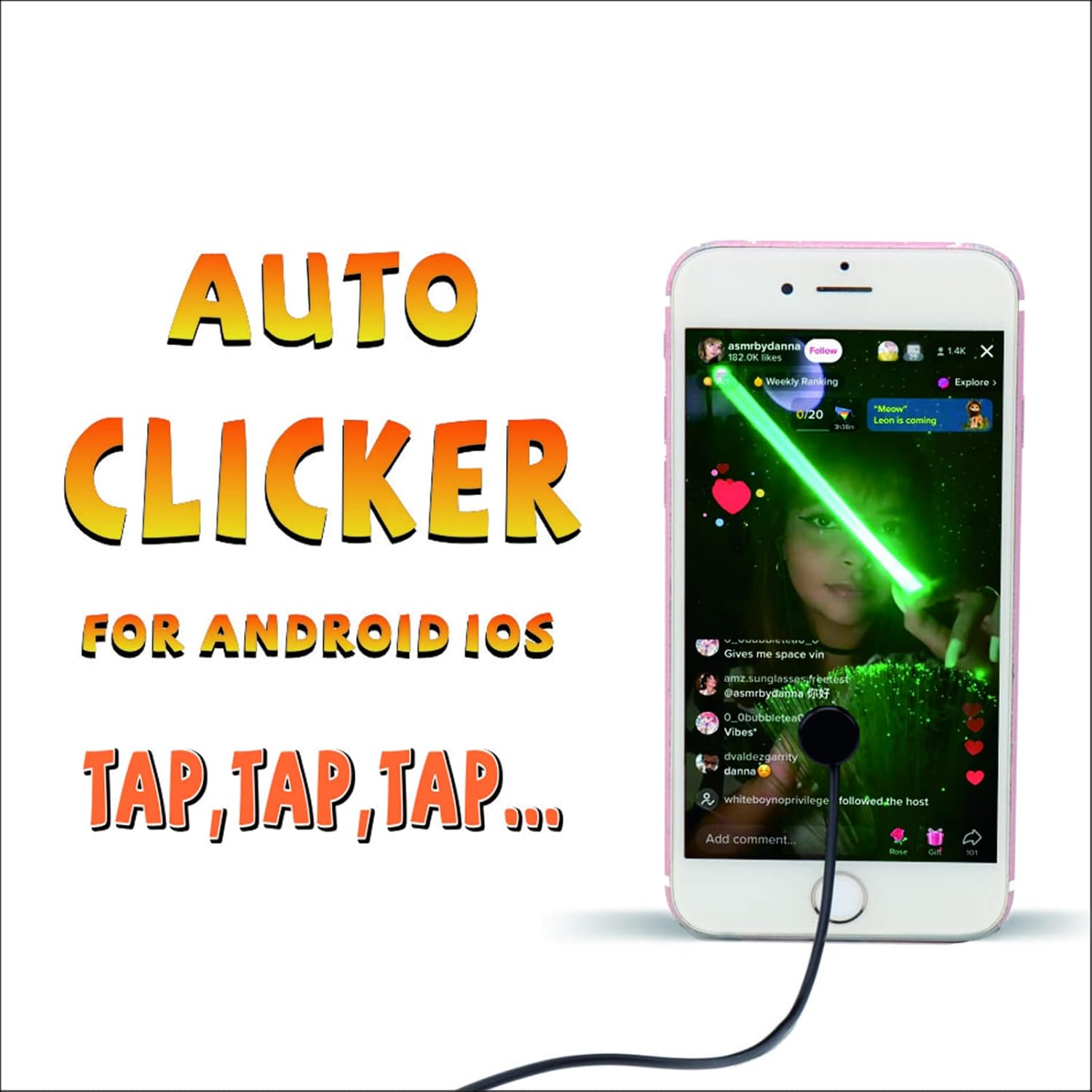 Auto Clicker for iPhone iPad：Screen Device Automatic Tapper for Android IOS，Simulated Finger Continuous Clicking, Adjustable Speed Physical Clicker，Suitable for Gameing Reward