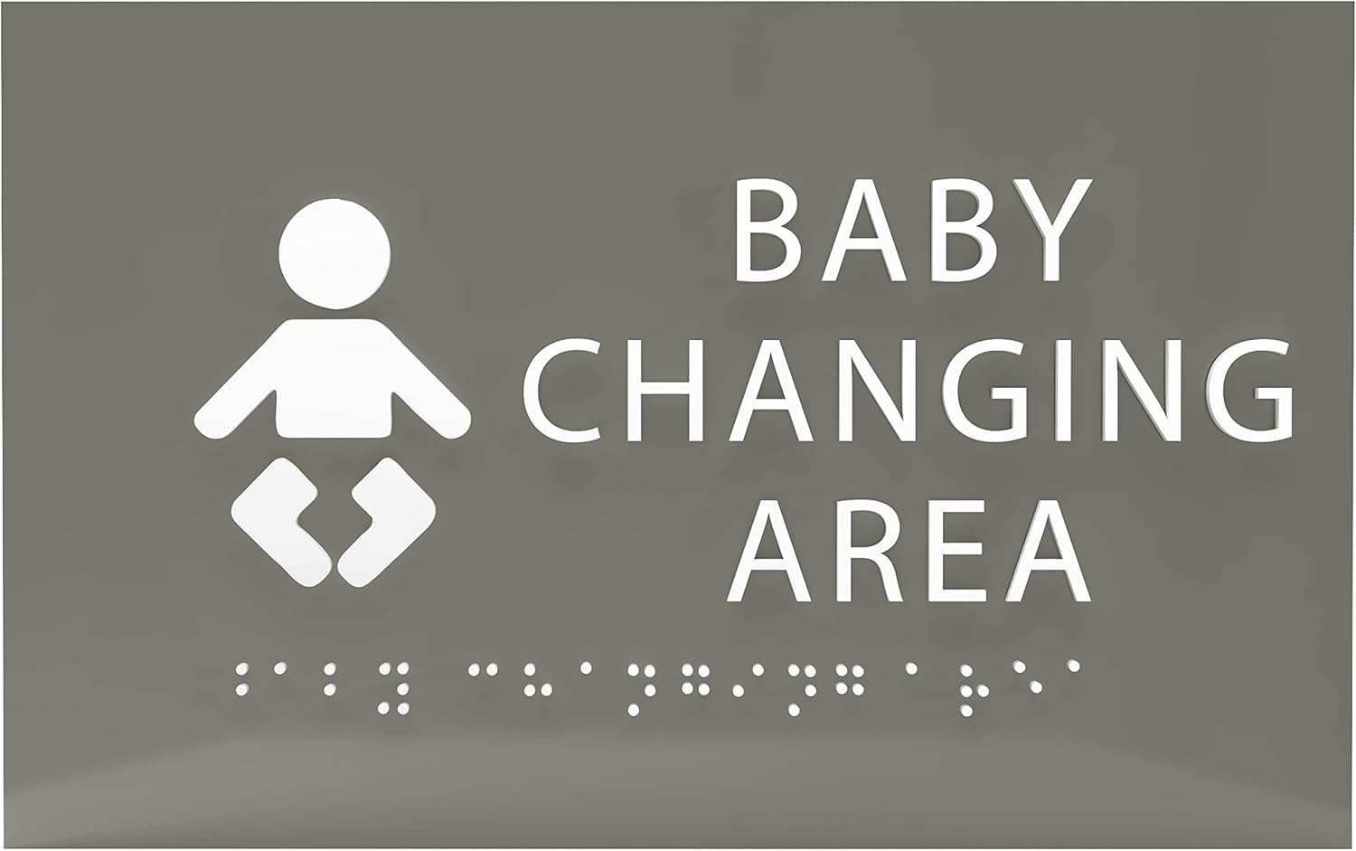 6" X4" Baby Changing Area Sign | Tactile Graphics Grade 2 Braille Text Baby Care Sign| ADA Compliant Wall Mount Plastic Restroom Sign for Hospital, Offices, Clinics and Apartments