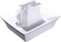 PetSafe Drinkwell Pagoda Fountain - Hygienic Ceramic Continuous Flowing Fountain - Elevated Upper Bowl & Double Free-Falling Stream Design - Minimalist Pet Hydration Station - 70 oz Capacity