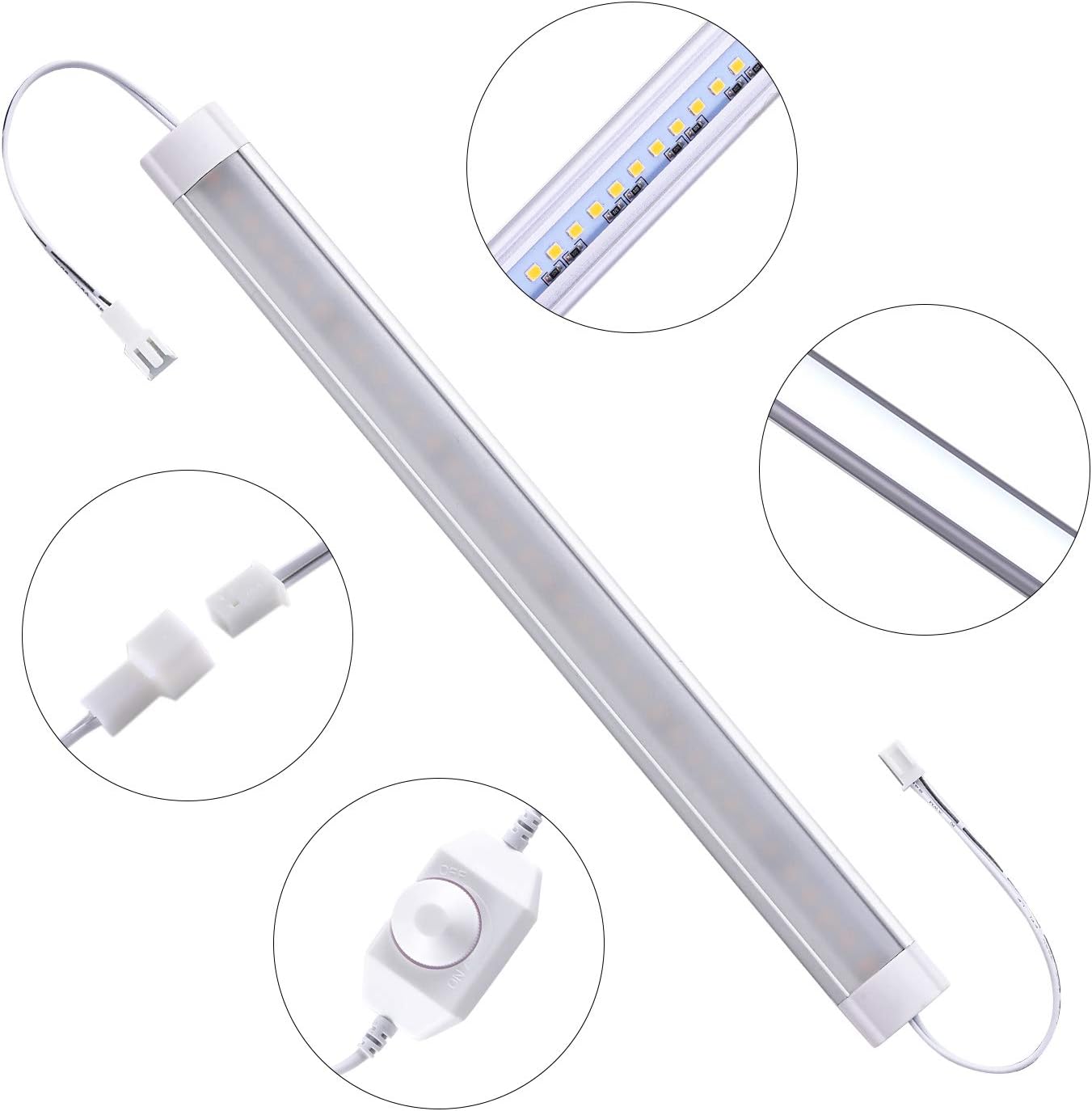 LABOREDUCER Under Cabinet Lighting Wired Plug in or Hardwired Warm White 2700K,8 Pack 11inch Linkable Dimmable LED Under Cabinet Lights with Power Adapter,24V Under Counter Lights for Kitchen