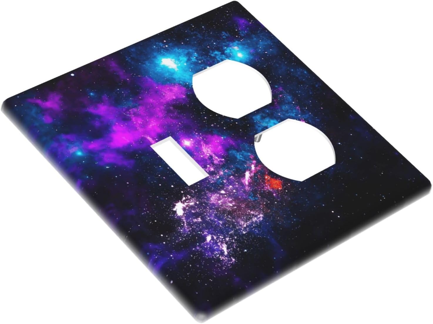 Outer Space Colorful Starry Sky Galaxy Planet Wallplates 1 Toggle 1 Duplex Switch Plate Electrical GFCI Faceplate Decorative Light Switch Covers for Bed Room Living Room Decor