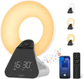 Voraiya Light Therapy Lamp 10000 Lux with Bluetooth, 8 White Noises, Dimmable Wake Up Light Sunrise Alarm Clock, 4 Timer Settings, Memory Function for Sensitive Sleepers and Home Office