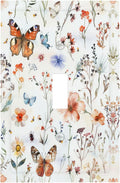 Decorative Light Switch Cover Butterfly Floral Boho Multicolor Flower Leave 1 Gang Single Toggle Device Electrical Faceplate Switchplates Decorator Outlet Wall Plate for Bed Room