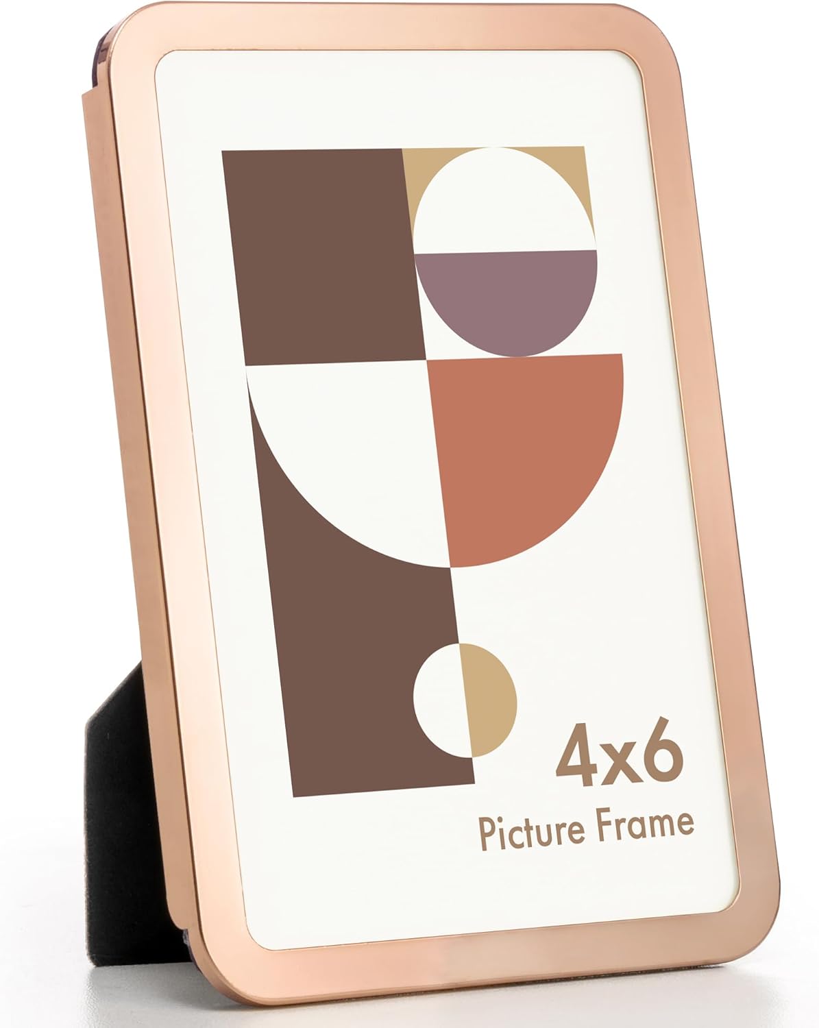 Axeman 4x6 Picture Frame-Metal Rounded Corner Frame 4x6, 4''x6''Photo Frame with Tempered Glass,Tabletop and Wall Display, One-Piece 4 By 6 Metal Picture Frame for images, Rose Gold