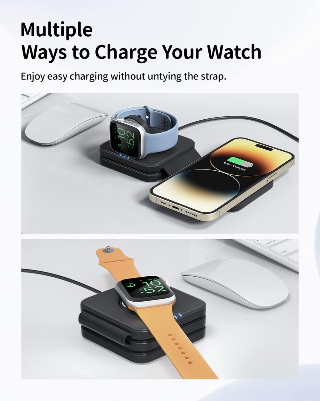 Wireless Charger Magnetic for iPhone - JoyGeek Wireless Charging Station Pad for iPhone 15 14 13 12 Pro Max Plus, for Apple Watch Ultra 9-2, AirPods