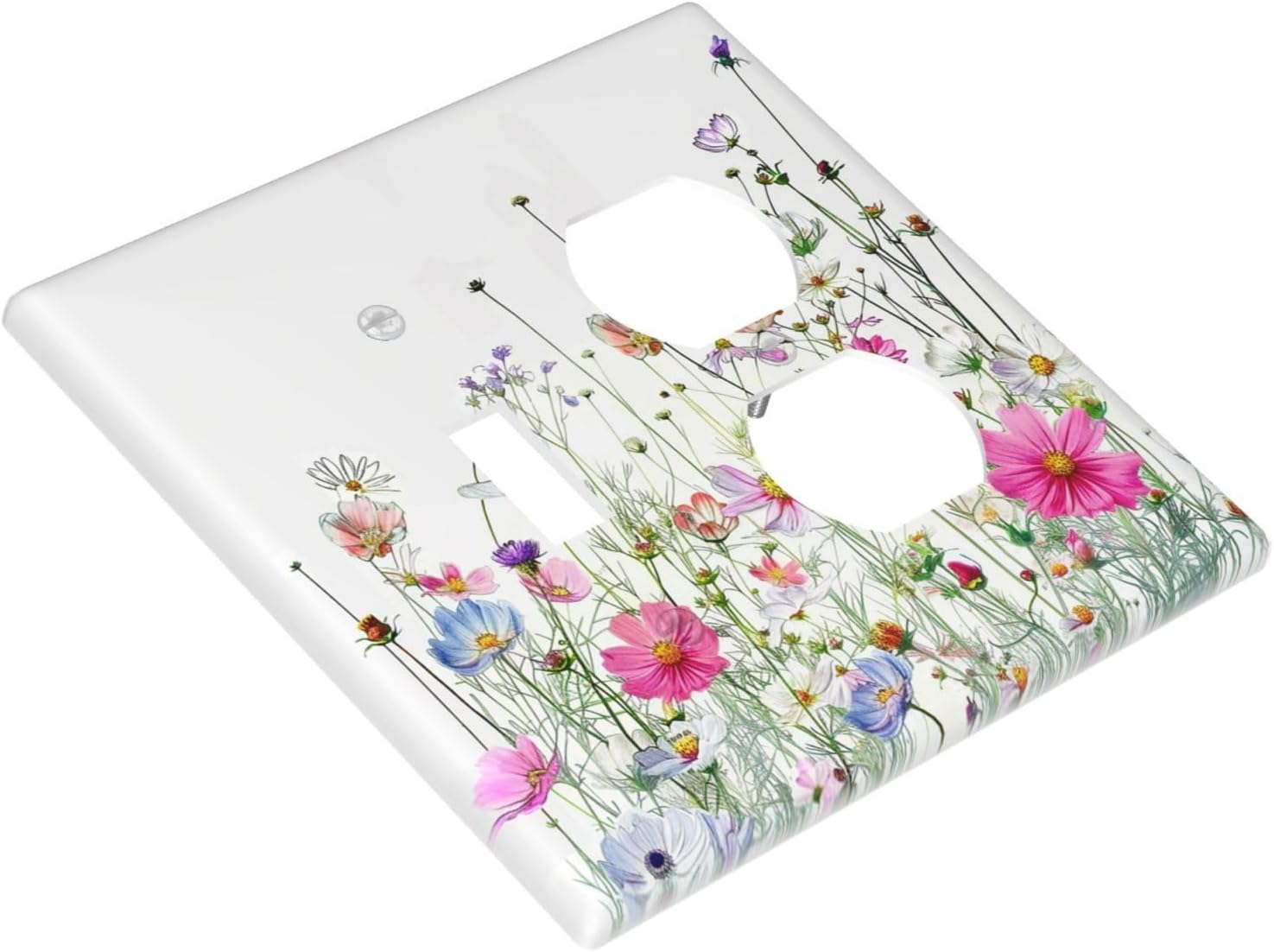 Wallplates Boho Colorful Flowering Plant Wild Flower 1 Toggle 1 Duplex Switch Plate Electrical Gfci Faceplate Decorative Light Switch Covers For Bed Room Living Room Decor