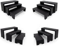 12Pcs Display Riser Wood Risers Wooden Stand 3 Tier 4 Set 12 Pieces Wood Racks Decorative Rectangular, Cupcake Stands Cologne Perfume Organizer(Black)