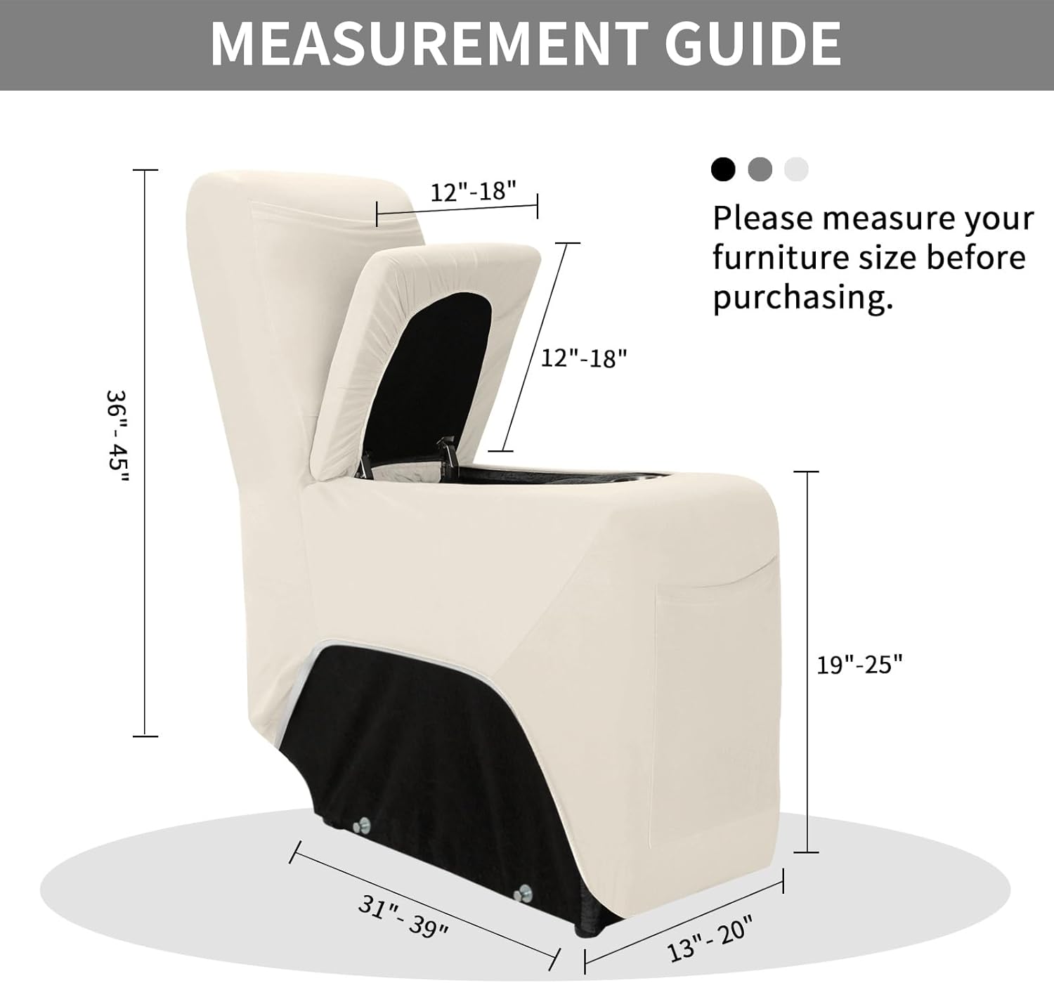 Easy-Going 100% Waterproof Recliner Console Cover, Stretch Middle Console Couch Covers for Reclining Sofas, Sectional L-Shape Furniture Protector for Kids & Pets, 1 Console Cover, Beige