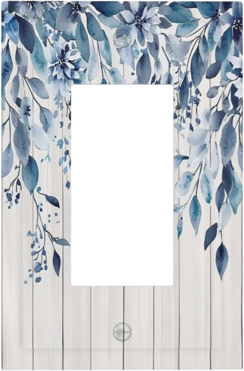 Eucalyptus Rustic Watercolor Plant Decorative Outlet Covers 1 Gang Single Rocker Light Switch Cover Plate Wall Plates Gfci Faceplate For Farmhouse Home Decor