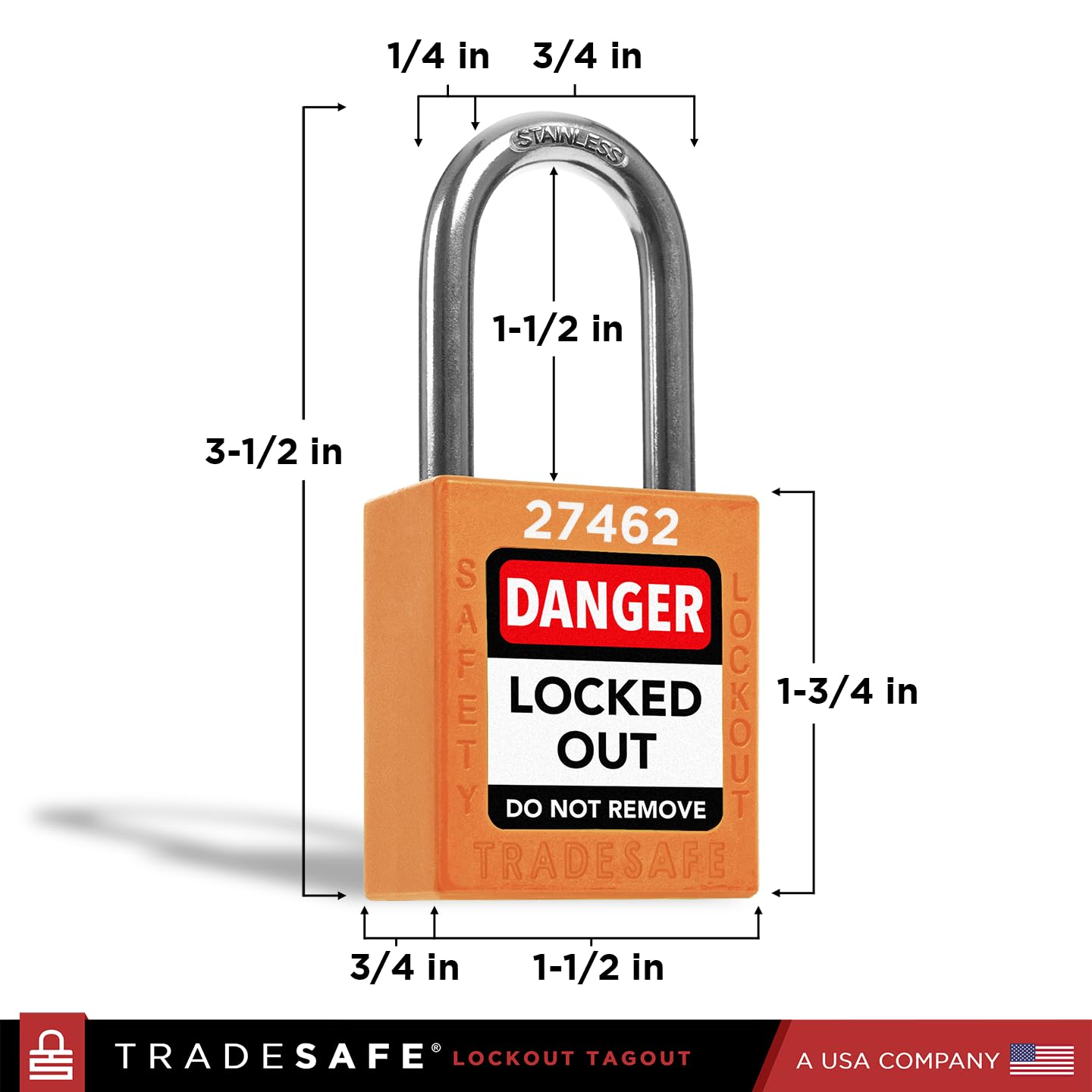 TRADESAFE Lockout Tagout Locks Set - 10 Orange Loto Locks, Lockout Locks Keyed Different, 2 Keys Per Lock, OSHA Compliant Lock Out Tag Out Padlocks, Safety Padlocks for Electrical Lockout Tag Out Kits