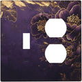 Decorative Outlet Covers Vintage Purple Peony Gold Leaf Flowers Floral 2 Gang Wall Plate Single Toggle Duplex Light Switch Cover Switch Plate Covers Faceplate for Bedroom Home Decor