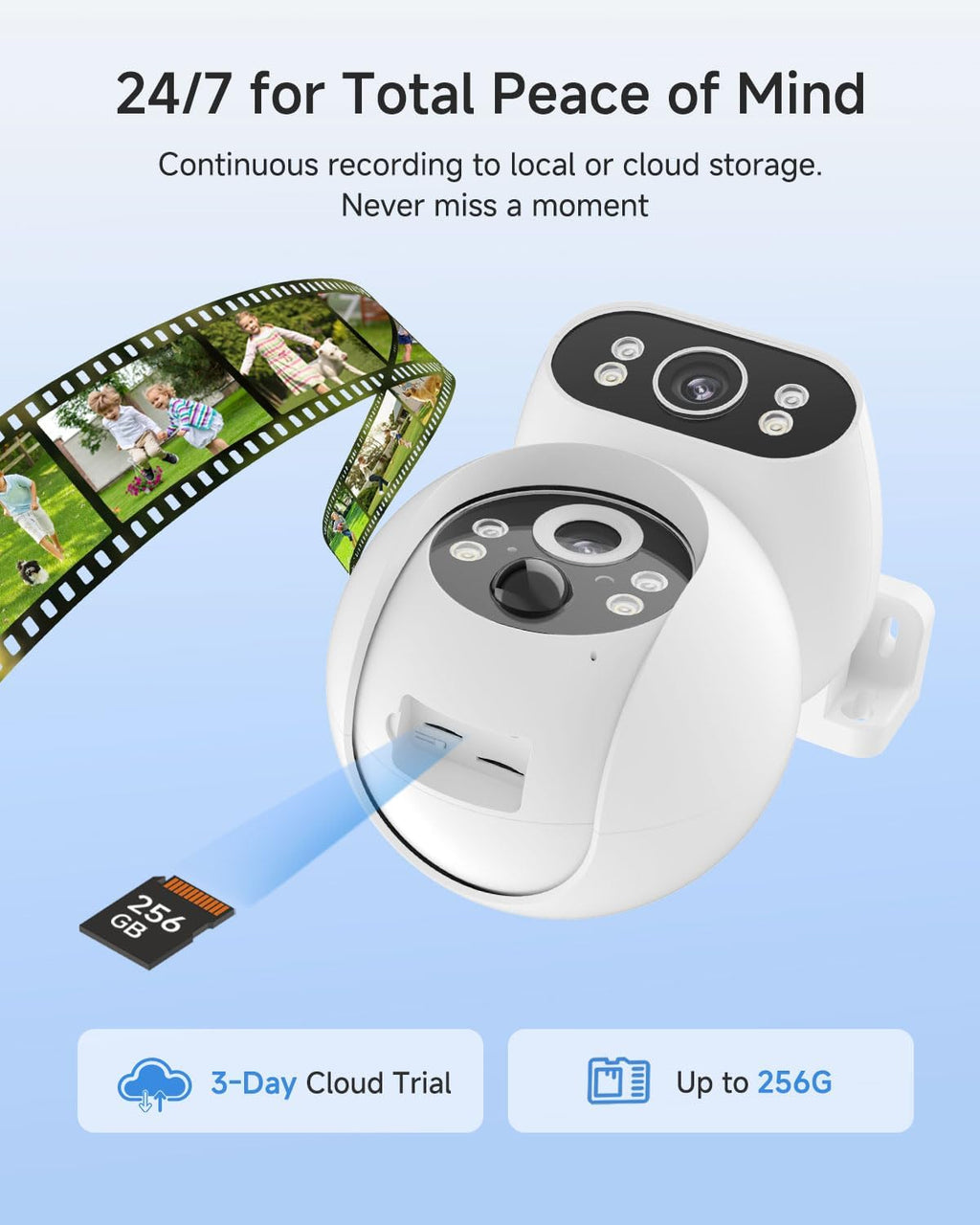 Noorio Dual Lens 2K Security Camera Outdoor, Outside Cameras for Home Security Plug-in, Auto Tracking 360° PTZ, Color Night Vision, 24/7 Recording, 2.4G WiFi Only