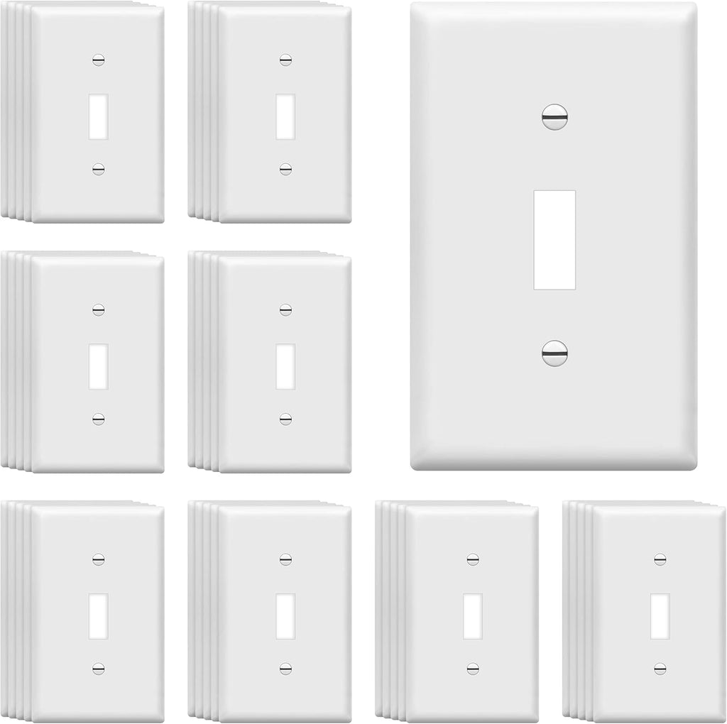 ENERLITES Toggle Light Switch Wall Plate, Gloss Finish, Standard Size 1-Gang 4.50" x 2.76", Unbreakable Polycarbonate Thermoplastic, 8811-W-40PCS, White (40 Pack)