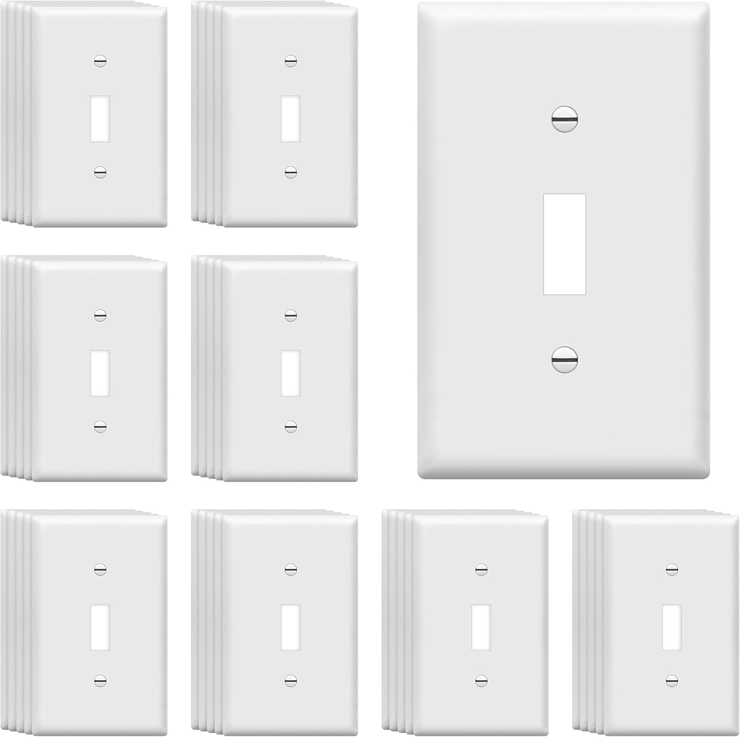 ENERLITES Toggle Light Switch Wall Plate, Gloss Finish, Standard Size 1-Gang 4.50" x 2.76", Unbreakable Polycarbonate Thermoplastic, 8811-W-40PCS, White (40 Pack)