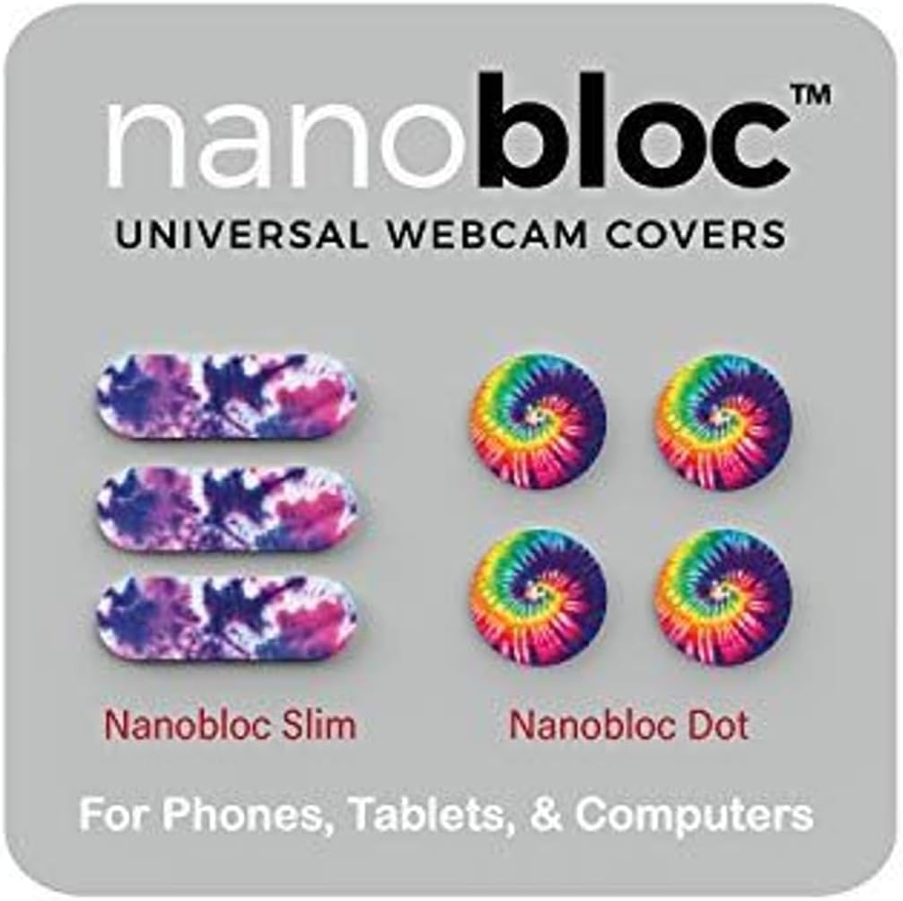 Camera Cover Slide - Essential Computer Accessories - Slim Laptop Suction Cap - Phone Camera Cover - 7-Pack, Tie Dye