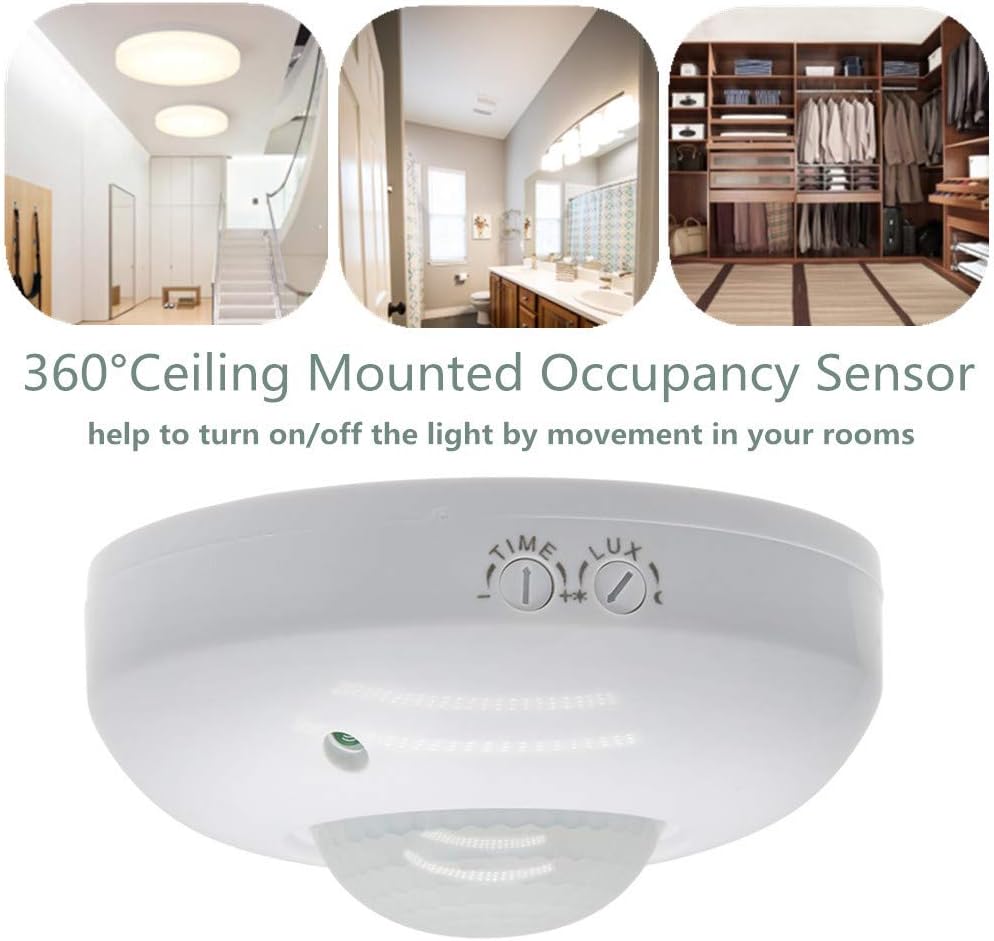 Sensky 360 Degree Ceiling Mount Occupancy Sensor, 110-240V PIR Motion Sensor Switch, High Sensitive Movement Detector Light Switch, Neutral Required(Max Detection Distance: 6 m)