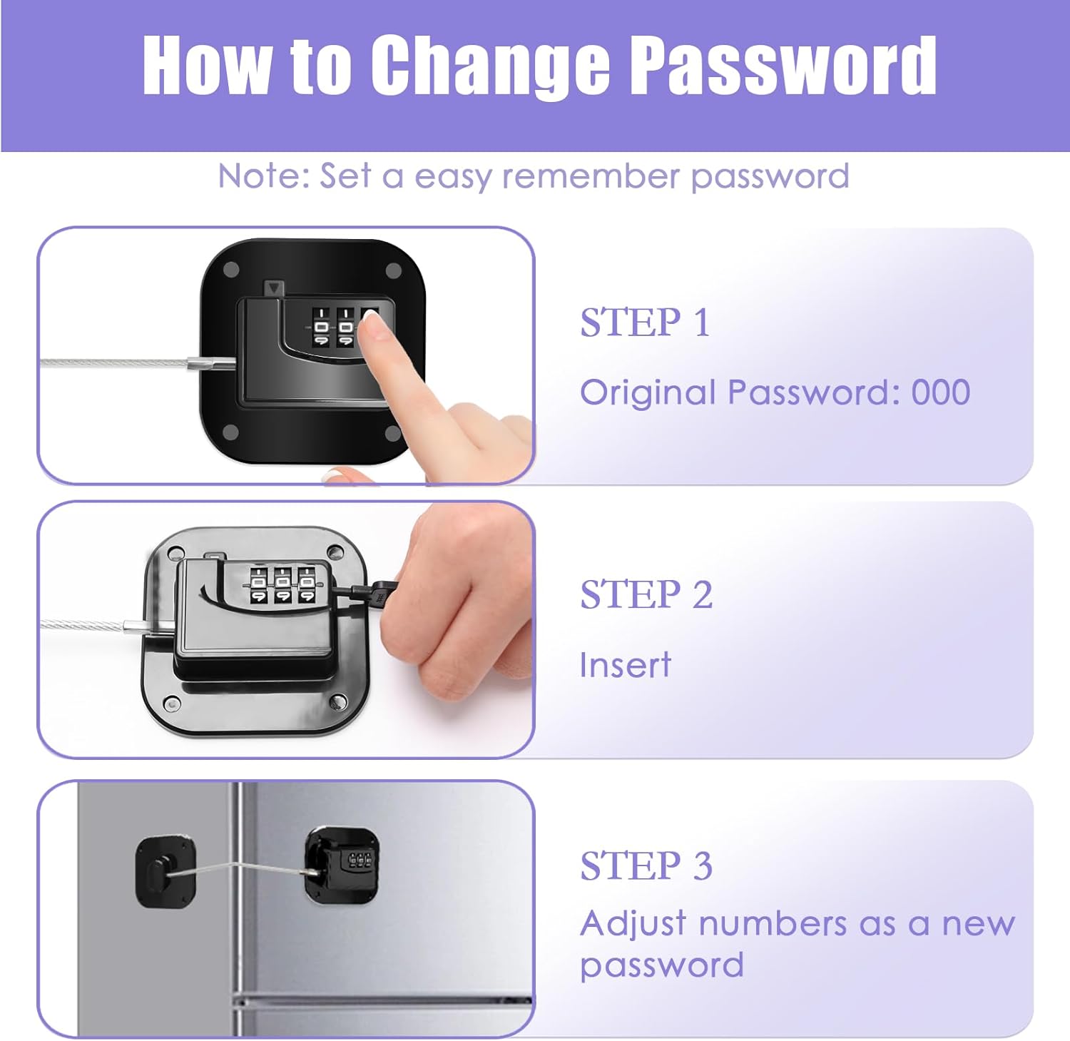 4PCS Fridge Lock Combination, Self-Adhesive Refrigerator Locks Freezer Door for Adults with Password (Black) (Square)
