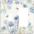 Outlet Covers Blue Floral Hydrangea Plants 1 Toggle 1 Rocker Combination Decorative Wall Plate Light Switch Cover Plate Electrical Switch Plates for Bedroom Home Decor