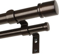Double Curtain Rod 36 to 72 Inch, HOTOZON 1 Inch Heavy Duty Curtain Rods for Windows, Telescoping Double Drapery Rod with Simple Cap Finials, Bronze