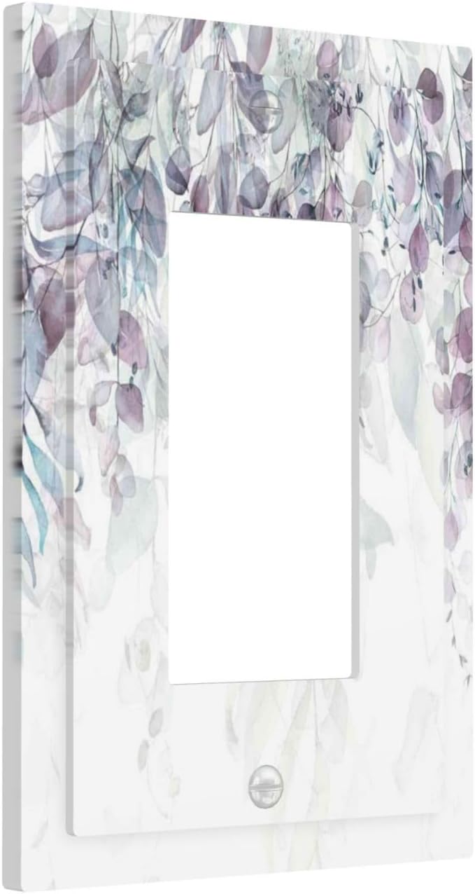 Hazy Leaves Ivy Nature Plants Eucalyptus Leave Decorative Outlet Covers 1 Gang Single Rocker Light Switch Cover Plate Wall Plates GFCI Faceplate for Bedroom Home Decor