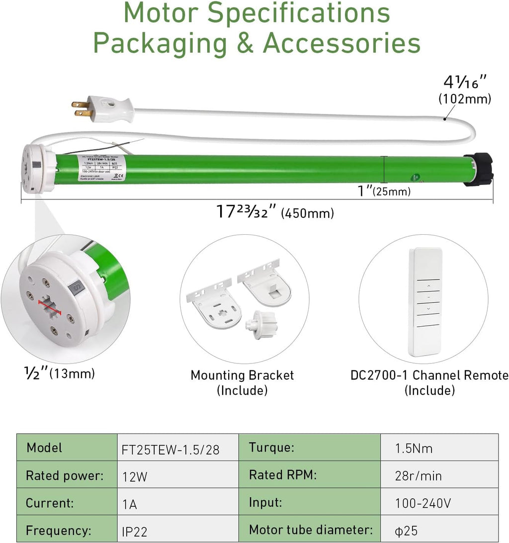 Rollerhouses 25TEW Main Power Voltage Blinds Motor with Tuya WiFi Smart Plug - Voice Control, App Remote Control, Timer Function, Compatible with Alexa & Google Assistant