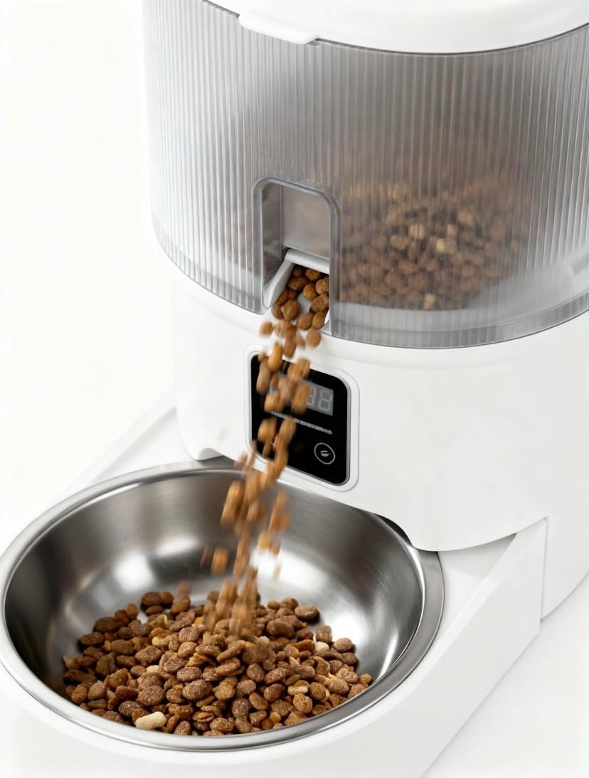 Intelligent Pet Automatic Feeder - Smart APP Remote Control, Food Freshness Preservation, Anti-Jam Design, Dual Power Supply (Plug-in & Battery), Easy to Clean for Uninterrupted Feeding When Away