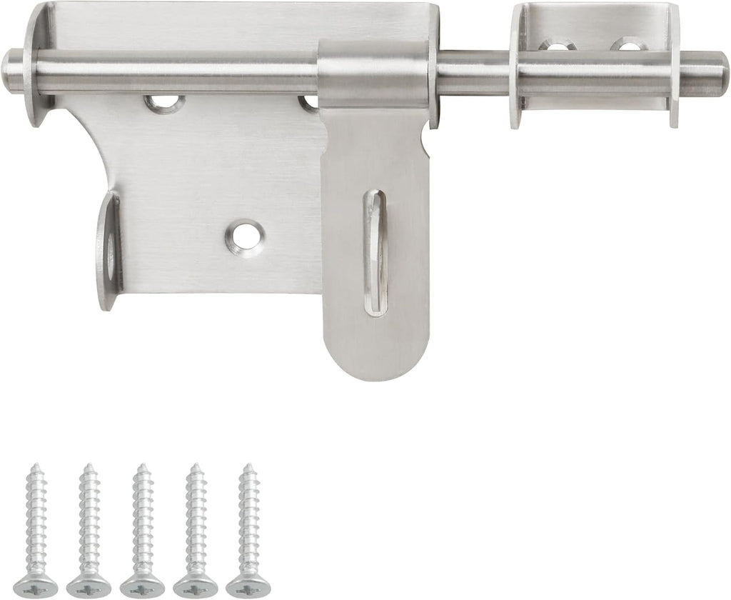 Alise 6 Inch Slide Bolt Gate Latch,Door Lock with Padlock Hole,Heavy Duty SUS304 Stainless Steel Barrel Bolts Safety Door Lock for Wooden Fence,Outdoor Fence,Shed Door Brushed Finish