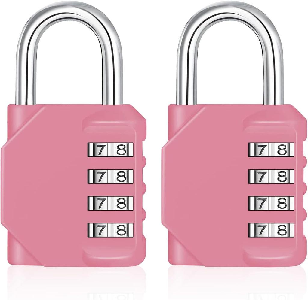 ZHEGE Combination Lock Outdoor 2 Pack, 4 Digit Resettable Weatherproof Combination Padlock for Gym, School, Gates, Doors, Hasps Storage (Pink, 2 Pack)