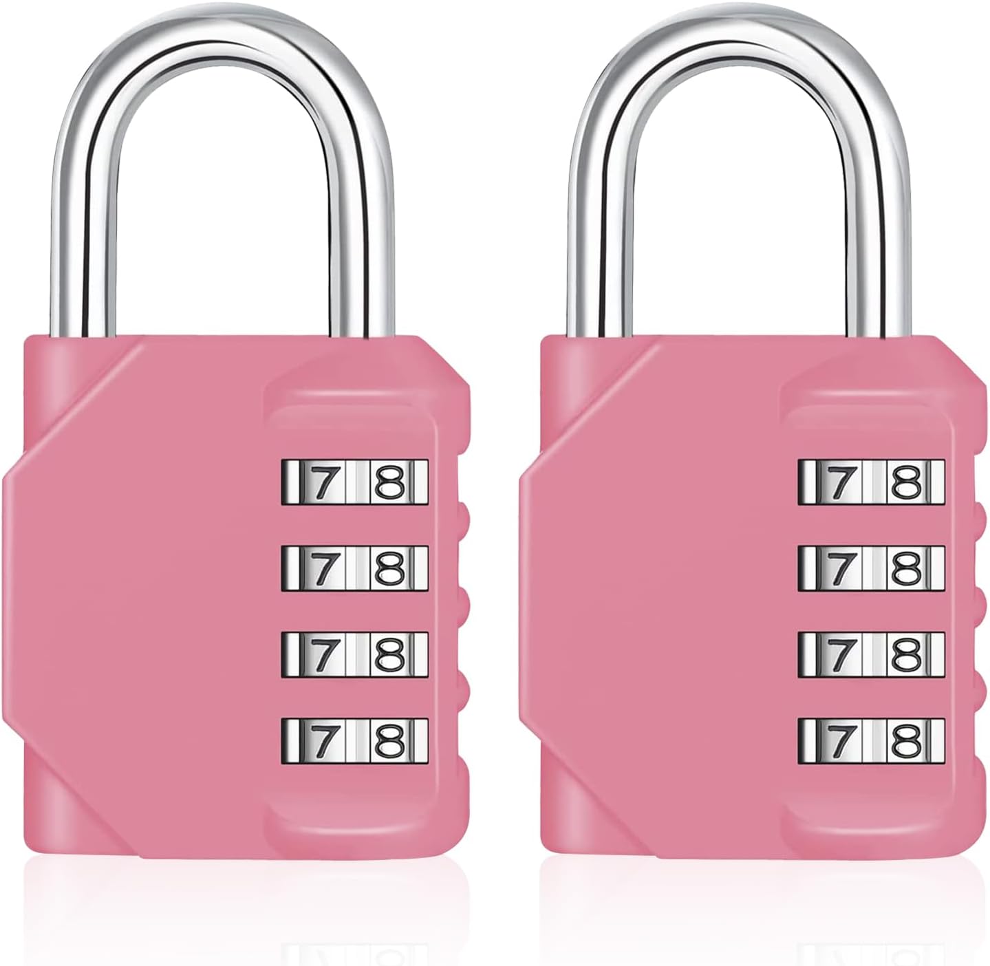 ZHEGE Combination Lock Outdoor 2 Pack, 4 Digit Resettable Weatherproof Combination Padlock for Gym, School, Gates, Doors, Hasps Storage (Pink, 2 Pack)