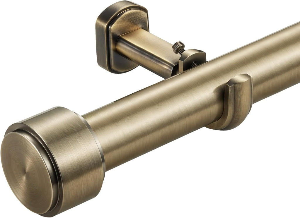 Heavy Duty Curtain Rods,1 1/4" Large Diameter Premium Nonadjustable Curtain Rod,60in/5ft Custom Window Treatment Rods with Durable Aluminum Brackets and End Caps,Antique Bronze Finish