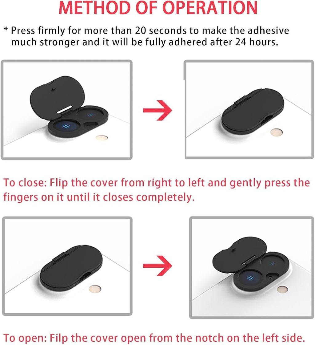 Front Camera Cover Compatible for iPhone 16/16 Plus with Rear Lens Cover,Protect Privacy and Security But Not Affect Facial Recognition (2Pack)-2025 Updated Version