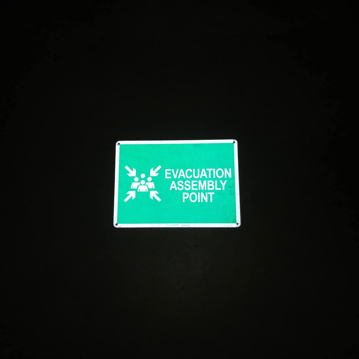 TRADESAFE Evacuation Assembly Point Sign - Emergency Evacuation Sign, Quick Install, Light Reflective, UV-Resistant, Waterproof, 14” X 10” Aluminum Safety Signs for Business