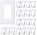 ELEGRP Matte White 1-Gang Screwless Decorative Wall Plates, Standard Size Unbreakable Thermoplastic Faceplate Cover for Decorator Receptacle Outlet Switch, UL Listed (20 Pack)