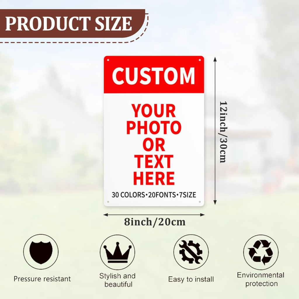 Bulk Custom Signs Outdoor Metal Sign Personalized Signs for Business, Office, Home, Road Signs, Garden Signs, Parking Signs, Decorative Signs, 8''x12''