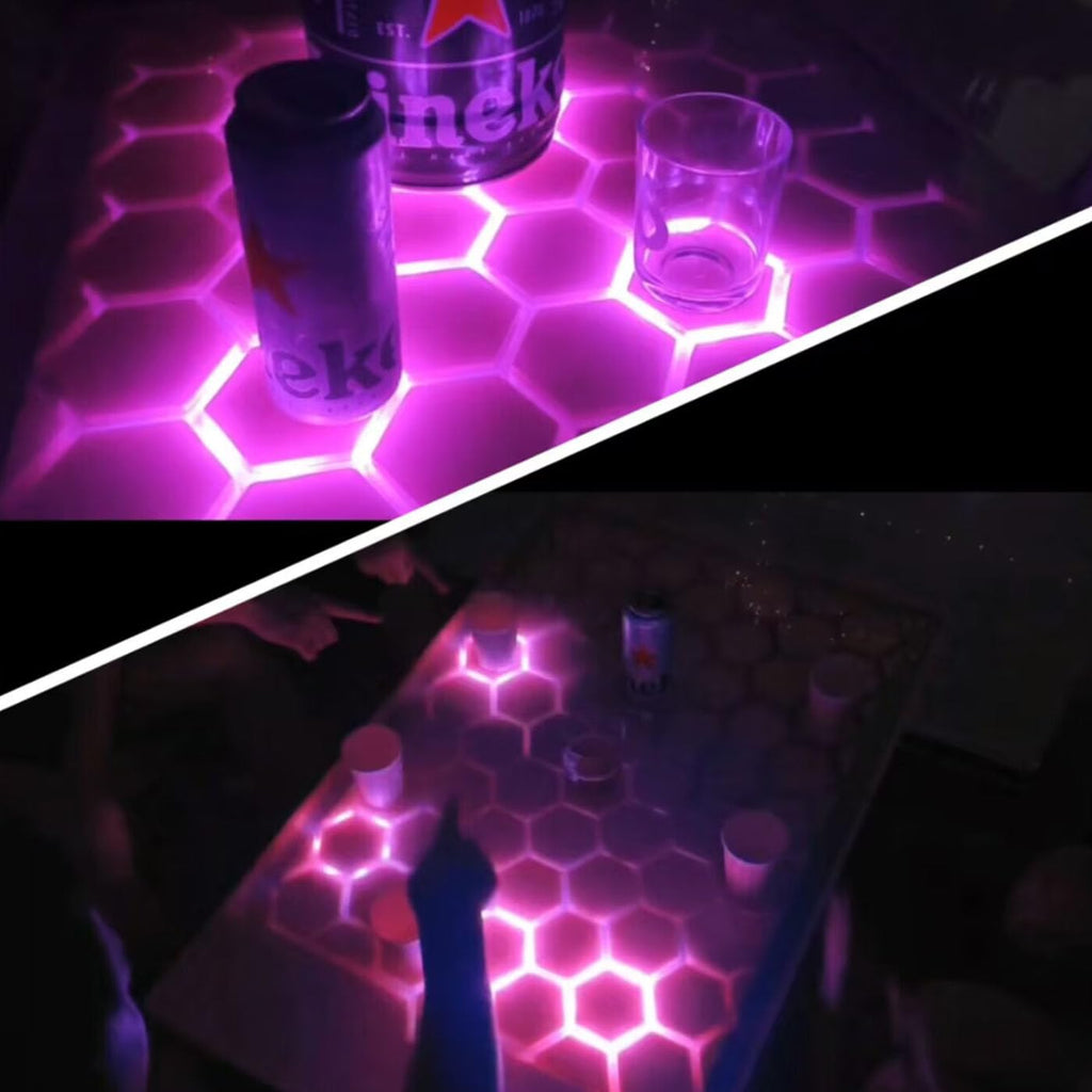 Touch Sensor Circuit Board DIY Touch-Sensitive Smart Table Module Built-in LED Light for Hexagon Coffee Luminous Table Touch Light Up Touch Switch 10Pcs (RGB)