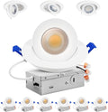Adetu 4 inch 5CCT Gimbal Led Recessed Lights, 360°+90° Adjustable Directional Recessed Lighting, 2700K/3000K/3500K/4000K/5000K Dimmable Retrofit Eyeball Can Lights with Jbox, ETL(White, 6 Pack)