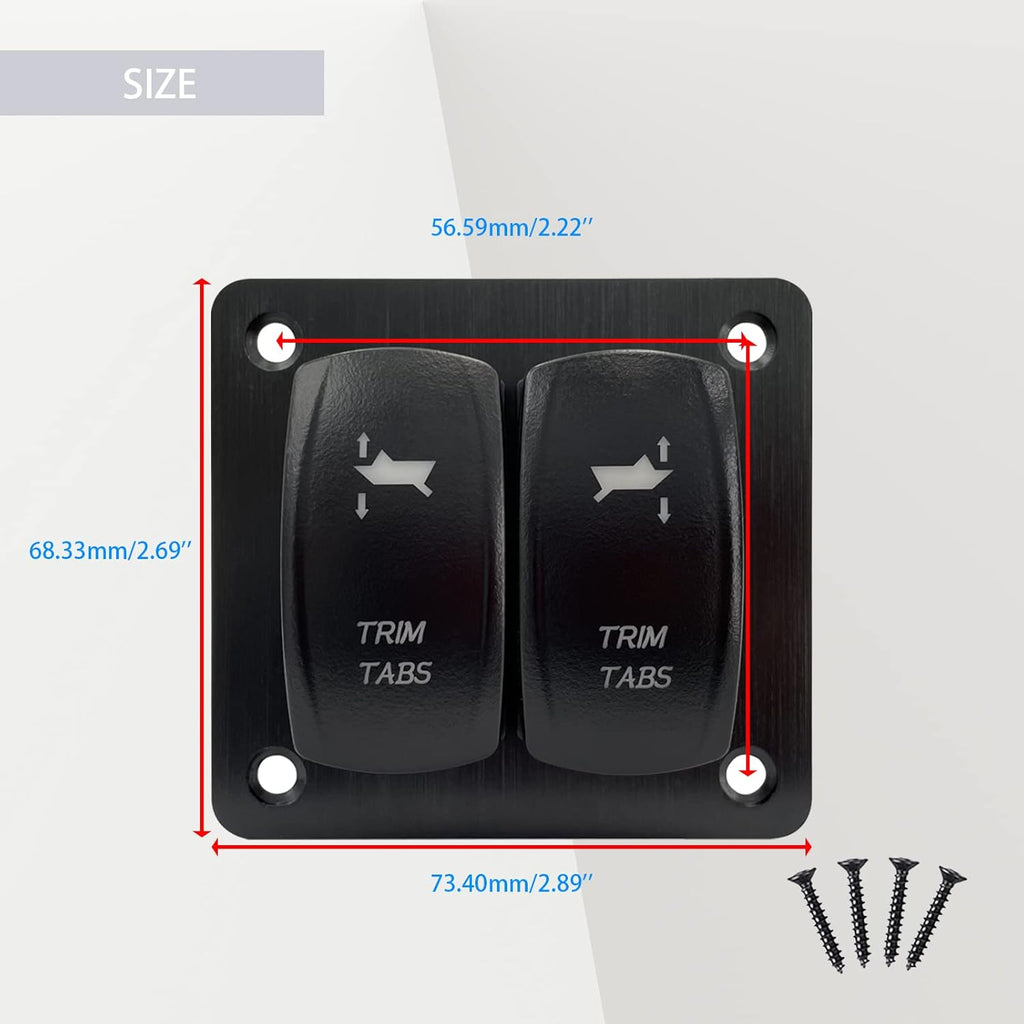 Red Led Trim Tabs Panel (ON)-Off-(ON) Momentary Rocker Switch Panel 3 Way Toggle Switch Panel for Marine Boat Pontoon Yacht Console 12V/20A 24V/10A Waterproof I