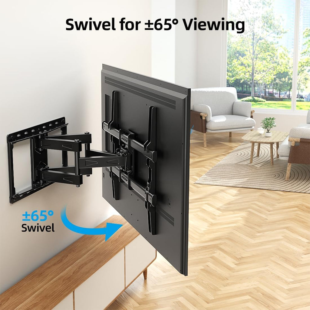 HOME VISION Full Motion TV Wall Mount for 32-85 inch TVs up to 132lbs, Fits 8”/ 12” /16” Wood Studs, TV Mount Wall Bracket with Dual Articulating Arms, Swivel, Tilt, Max VESA 600x400mm