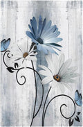 Decorative Light Switch Cover Plate Rustic Blue White Daisy Ink Flower 1 Gang No Device Single Blank Outlet Covers Wall Plates for Electrical Outlets Faceplate for Bedroom Home Decor