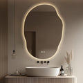 LED Mirror for Bathroom 25x35, Stepless Dimmable Irregular Backlit Mirror with 3 Colors, Anti-Fog, Memory, Al-Alloy Lampshade, Frameless Vanity Mirror for Bathroom (Horizontal/Vertical)