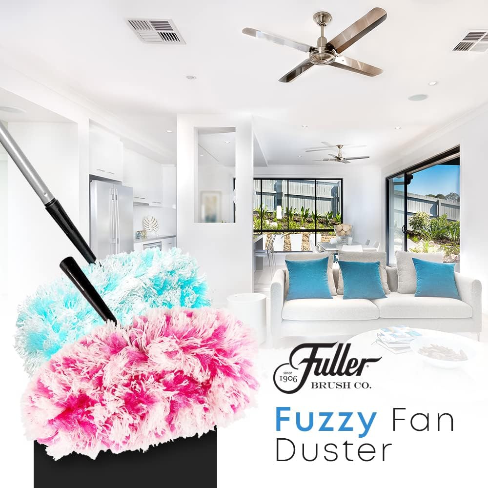Fuller Brush Fuzzy Fan Duster – Dust & Clean Ceiling Fans, Walls, Woodwork – Polystatic & Microfiber Grabs & Holds Dust, Lint, Cobwebs & Dirt - Fan Duster Head Only (Teal)