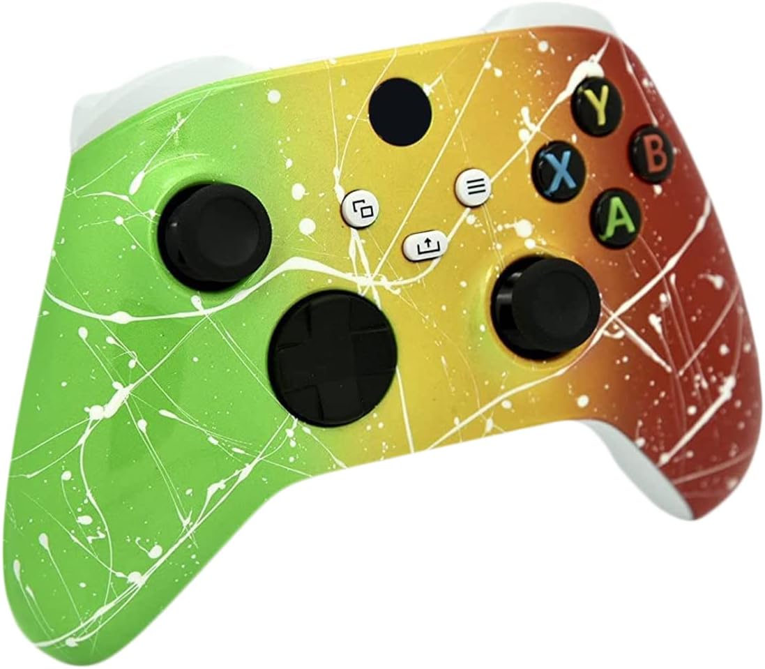 Hand Airbrushed Fade Custom Controller Compatible with Xbox Series X/S & Xbox One (Series X/S Rasta Fade White Drip)