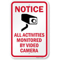SmartSign 18 x 12 inch “Notice - All Activities Monitored By Video Camera” Metal Sign, 120 mil Aluminum Composite (ACM), Engineer Grade Reflective Material, Red, Black and White, Made in USA