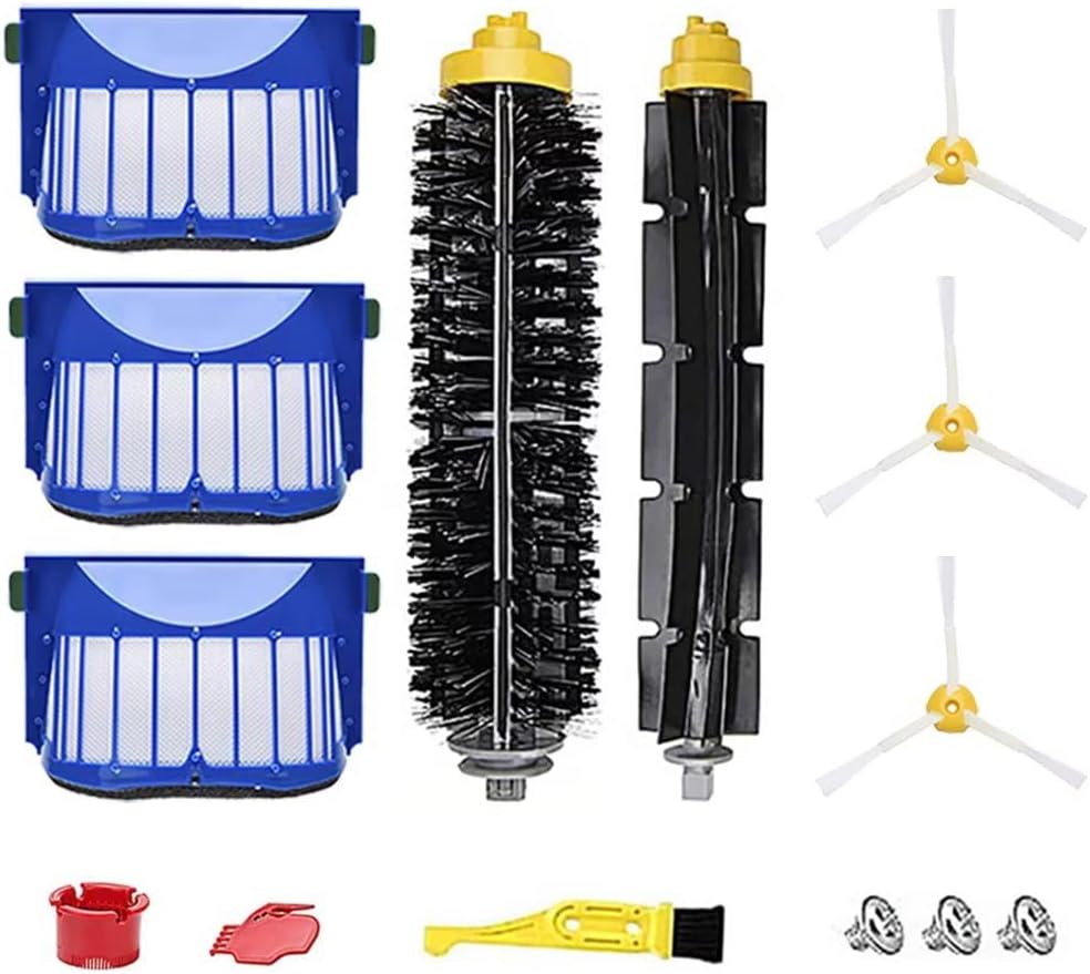 MZY LLC Replacement Parts for iRobot Roomba 600 Series 692 694 690 680 660 665 651 650 614 595 Vacuum Cleaner, Includ Bristle Brush, Flexible Beater Brush, Filter, Side Brush, Screw and Cleaning Tool