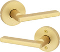 Kwikset Halifax Interior Passage Door Handle, Lever for Closet and Hallway Doors, Reversible Non-Locking Handle Lever, Satin Brass, with Microban Protection